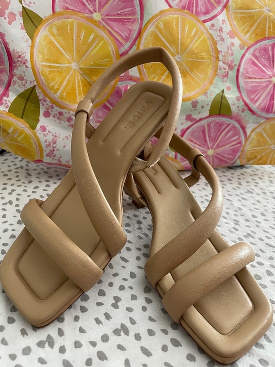 Vince Shoes - VINCE Vero curio Beige Square-Toe Strappy Heels women’s size 5 us, 35 eur, New